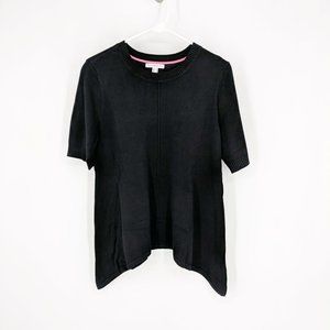 Isaac Mizrahi Live! Crewneck Cascade Hem Pullover Sweater Black Women's Small